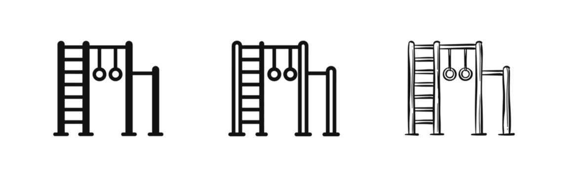 Outdoor Gym Equipment Icon Set - Calisthenics and Street Workout Bars