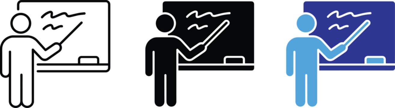 Teacher Icon Set Education Presentation Instructor Professor School Classroom Learning