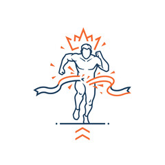 Obraz premium Runner Breaking Through Barrier Icon – Determination and Achievement Sports Vector