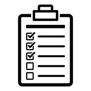 Checklist clipboard with three checked and two unchecked boxes