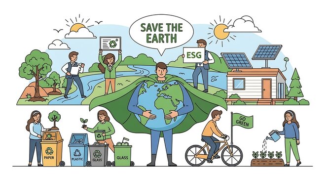 Community working together to save the Earth with eco-friendly actions.