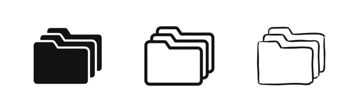 File folders and document organization icon set for data management