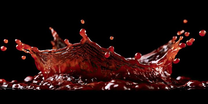 Red liquid splash frozen in a dynamic, crown-like explosion