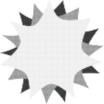 Black and gray shapes radiate outward on transparent background