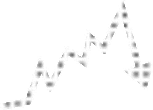 A gray graph line with an arrow showing a decline on a transparent background