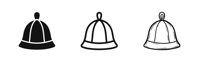Fototapeta premium Bell icon set: solid, outline, and sketch style