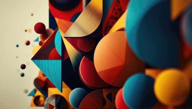 striking abstract work featuring a blend of geometric shapes and contrasting colors
