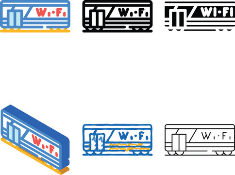 wagon with modern wifi color icon vector. wagon with wifi sign. isolated symbol illustration