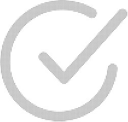 A large gray checkmark icon on transparent background with dotwork texture © Maidul