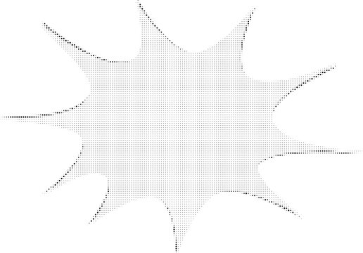 A grey explosion shape with sharp edges on transparent background