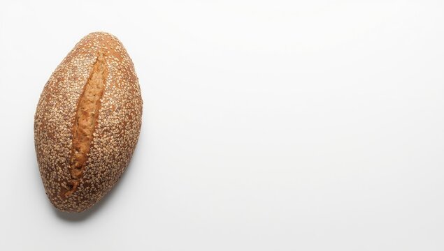 Sesame bread roll on a plain white background