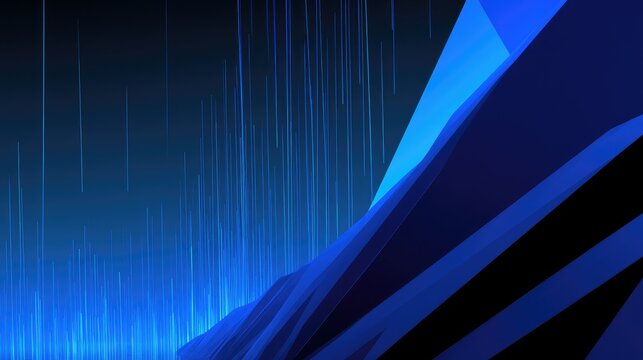 Abstract blue digital landscape with glowing lines on dark background