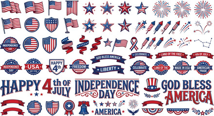 Happy independence day 250th anniversary usa patriotic elements for celebrations designs © Muslim