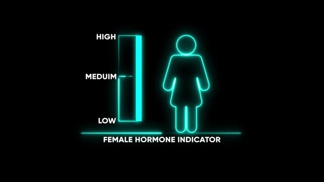 Female hormone level indicator neon ui for medical and health data visualization