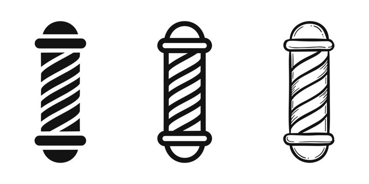 Barber Pole Sign Icons Set in Various Styles