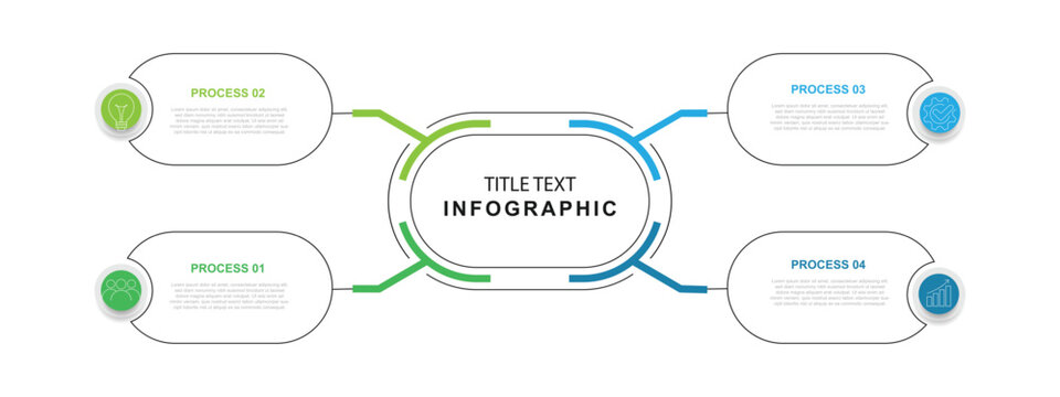 Design template business infographic element. 4 step process columns on circle. Vector illustration suitable for business presentation, workflow layout and more graphic design.