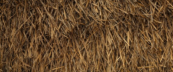Obraz premium Stack of dry straw leftover from rice grain extraction