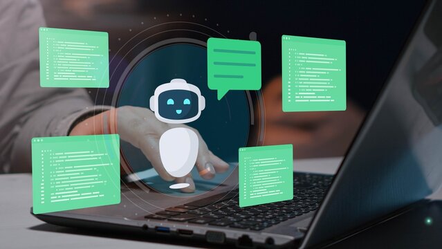 Ai robot concept, generating text, image using artificial intelligence technology, Smart assistant, Chat AI