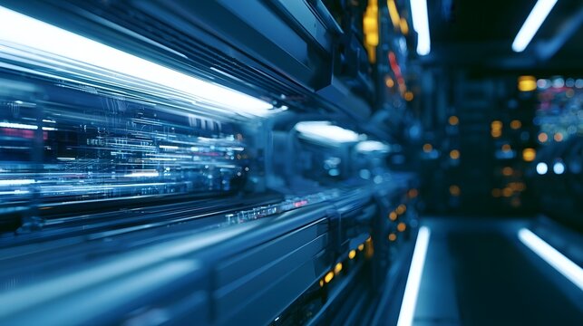 A sleek futuristic technology scene is dramatically illuminated by bright LED light conveying a vibrant and advanced digital feel