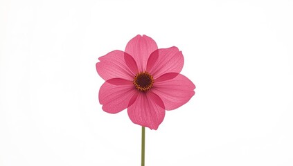 Fototapeta premium Isolated cosmos blossoms in bright shades with natural white backdrop