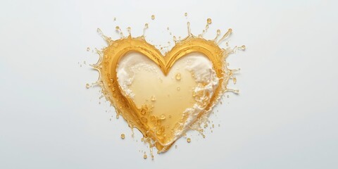 Obraz premium Isolated beer splash creating a heart figure on a white backdrop symbolizing passion