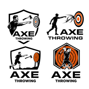 Illustration of Axe Throwing Competition Logo Design Vector Illustration