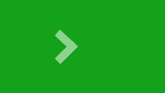 Animated triple arrow on green screen, motion directional pointer overlay animation motion green screen,4k video.