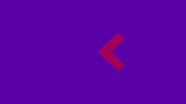 Animated red triple arrow pointing left on vibrant purple background, for UI and, motion animation motion ui,4k video.