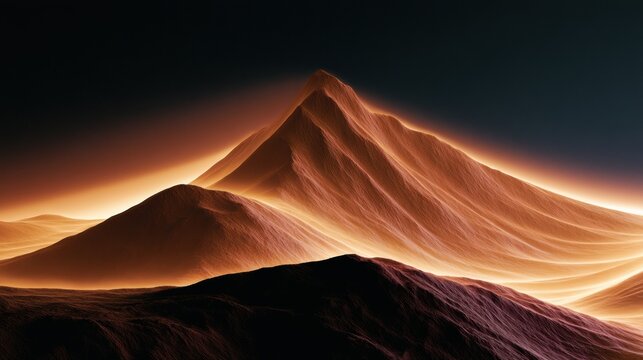 A panoramic view of 3D abstract terrain that represents emotional phases during pregnancy with various slopes and peaks.