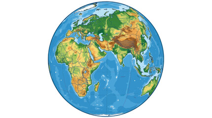 Fototapeta premium Planet earth globe with physical topographical map details
