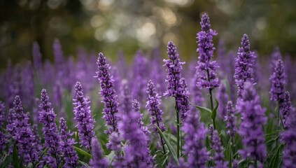 Obraz premium Purple flowers blooming in a vibrant field