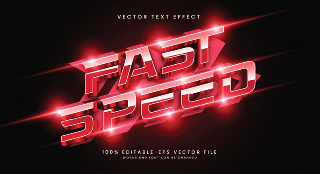 Fast speed 3d modern style editable text effect template premium vectors