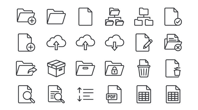 Digital data storage and file folder icons