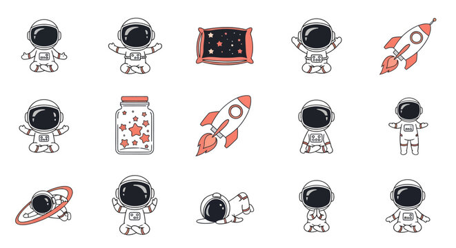 Astronauts in Space Suits Exploring Universe.
