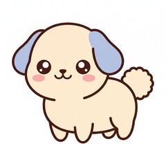 Fototapeta premium Cute cartoon dog with blue ears.
