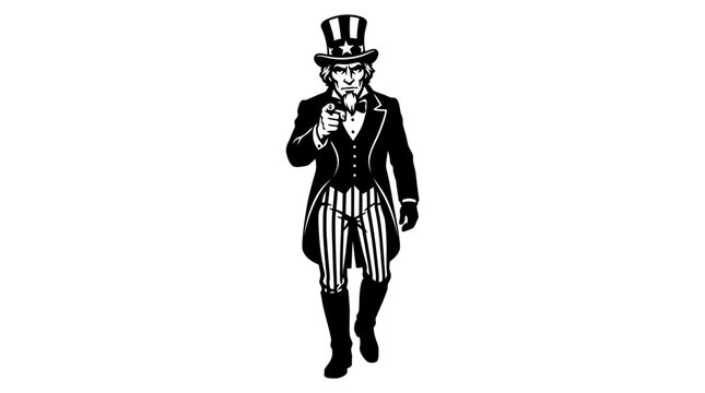Uncle Sam, patriotic symbol, American icon, vector illustration
