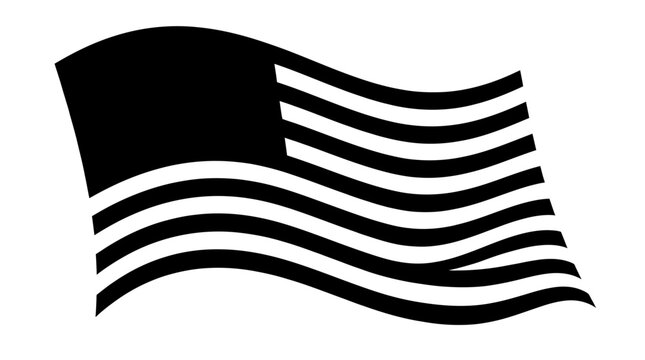 American flag, USA flag, black and white flag, vector flag icon, waving flag