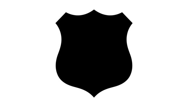 Police badge, shield icon, black silhouette, law enforcement symbol, vector emblem
