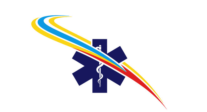 Star of Life medical symbol with a dynamic colorful swoosh.