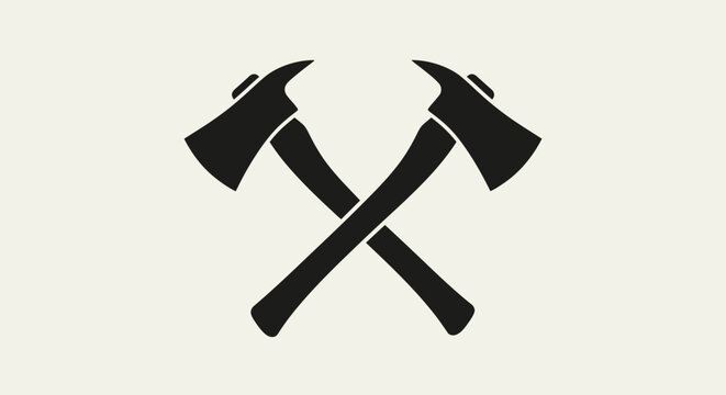 Black silhouette of two crossed axes on a light background.