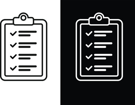  clipboard with checkmark. checklist icon set. business management data. Paper document with tik marks. Test and exam workbook symbol 