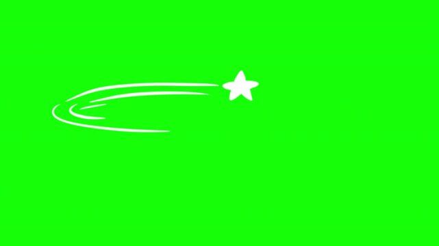 2D animation of single shooting star leaving long curved speed trail. Motion graphic concept of fast acceleration, cosmic element, dizziness or quick swooping movement