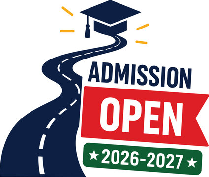 Admission open banner with graduation cap road and Back to School 2026, Back to School Poster Design, School Admission, Back to School, Back to School logo, School Admission Flyers