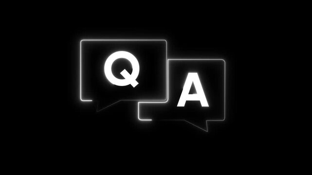 Neon q&a speech bubbles animation for faq and customer support