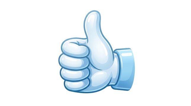 Thumb up hand gesture in blue tones