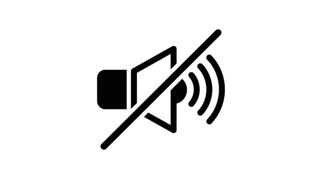 Mute Icon, Speaker Symbol with Slash, No Sound Sign, Silent Mode
