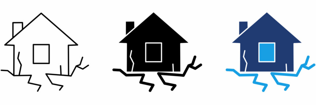 Earthquake House Damage icon collections. Containing Tremor, Fault line, Seismic, Disaster and more icons.