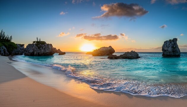 sunrise at horseshoe bay beach in bermuda