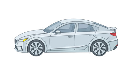 Naklejka premium Modern silver sedan car in side view profile
