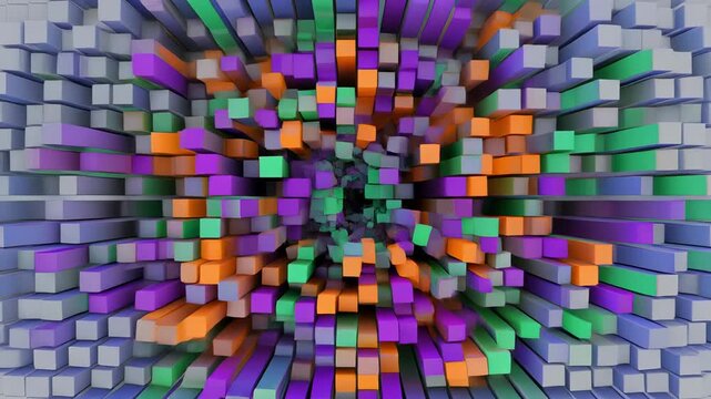 Abstract digital data visualization with colorful pixelated patterns